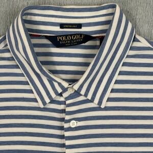 Polo Golf Ralph Lauren STRETCH LISLE Mens XL Blue Striped Soft Pima Cotton